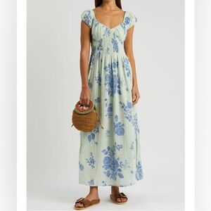 FREE PEOPLE Women's Blue Forget Me Not Floral-print Midi Dress Med